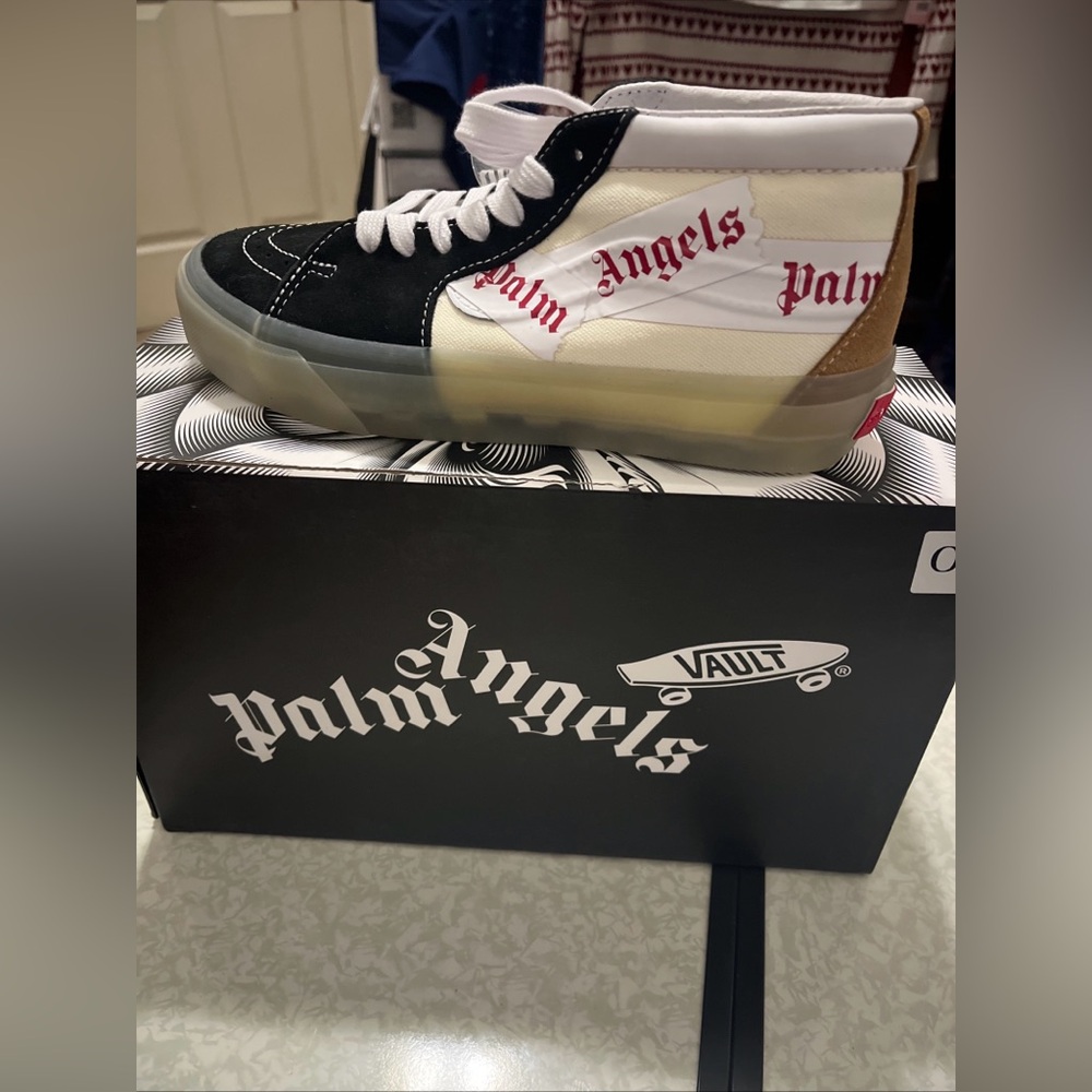 Vans/Palm Angels Black and White Sk8-Mid Sneakers NIB 5.5 Men’s